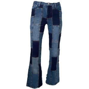 No Boundaries Mid Rise Patchwork Jeans